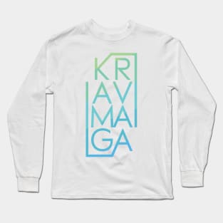 Krav Maga Blue Brick Lettering Long Sleeve T-Shirt